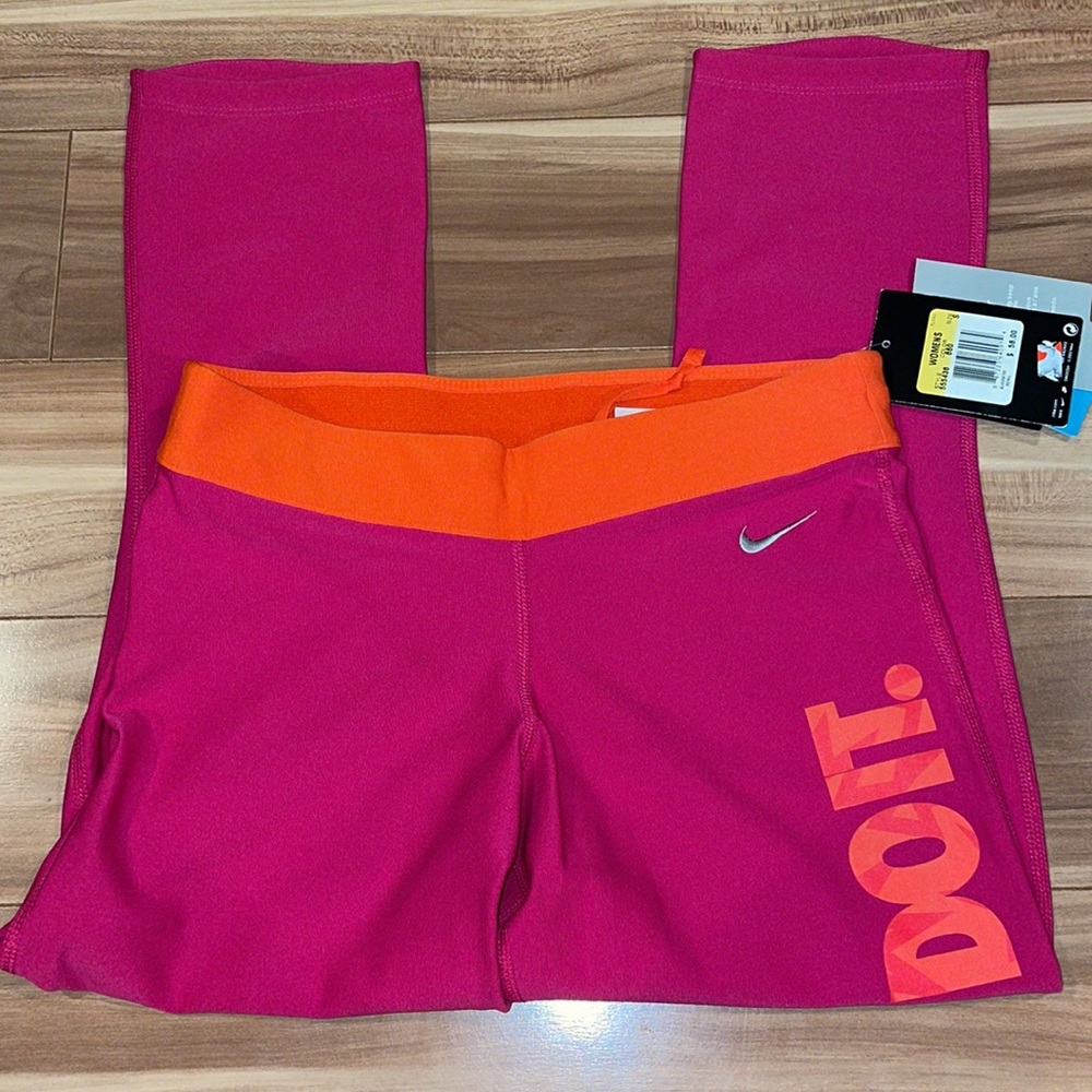 NWT NIKE Women’s Small Dry Fit Capri Legging - Pink and Orange - Running NEW